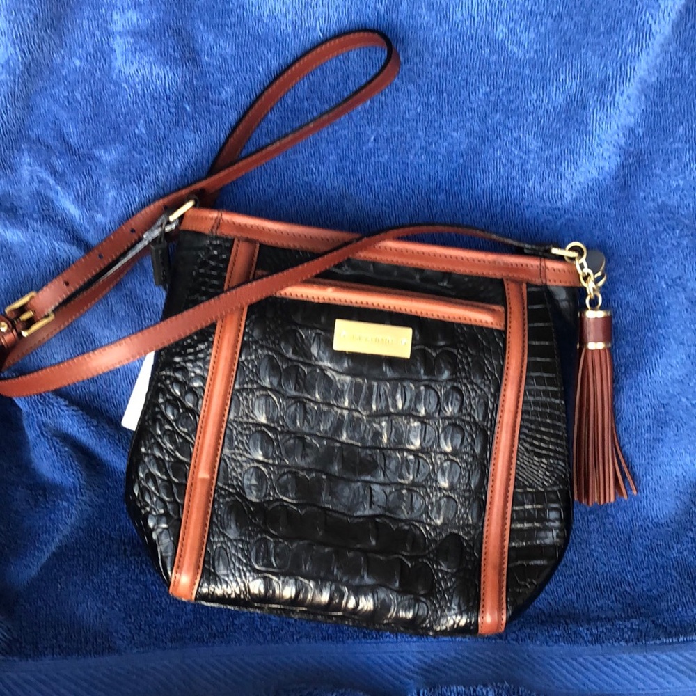 Brahmin NWT Arden Black Vemeer black & brown Crossbody Bag